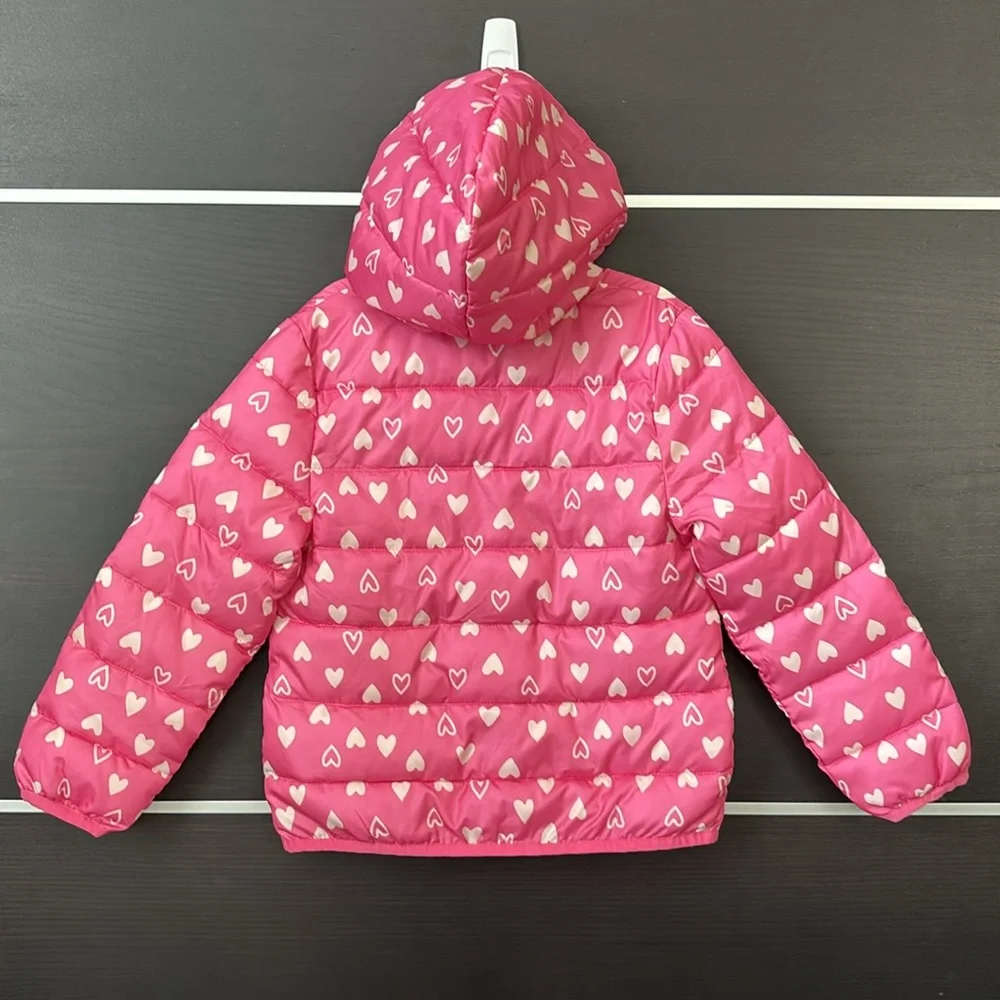 Epic Threads Girls Packable Pink Heart Puffer Jacket